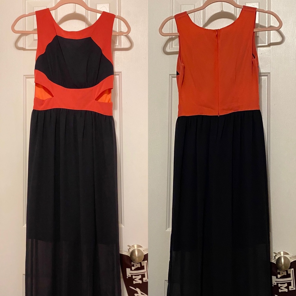 Navy Blue and Coral Dress